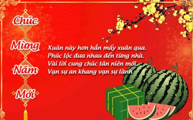 Hình ảnh hoa quả ngày tết cùng những lời chúc đầy may mắn