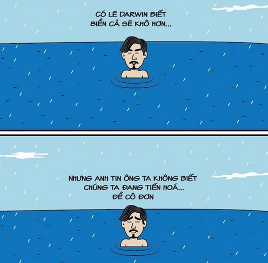 Hình ảnh cô độc của Đen Vâu giữa biển nước có lẽ trùng với cảm xúc của không ít người. Ảnh: Truyện cổ remix.