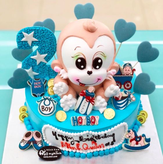 Hình ảnh bánh sinh nhật chú khỉ dễ thương cho bé trai đẹp nhất