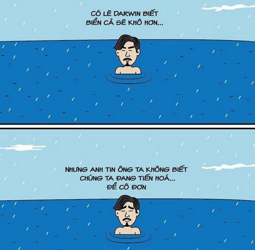 Hình ảnh cô độc của Đen Vâu giữa biển nước có lẽ trùng với cảm xúc của không ít người. Ảnh: Truyện cổ remix.